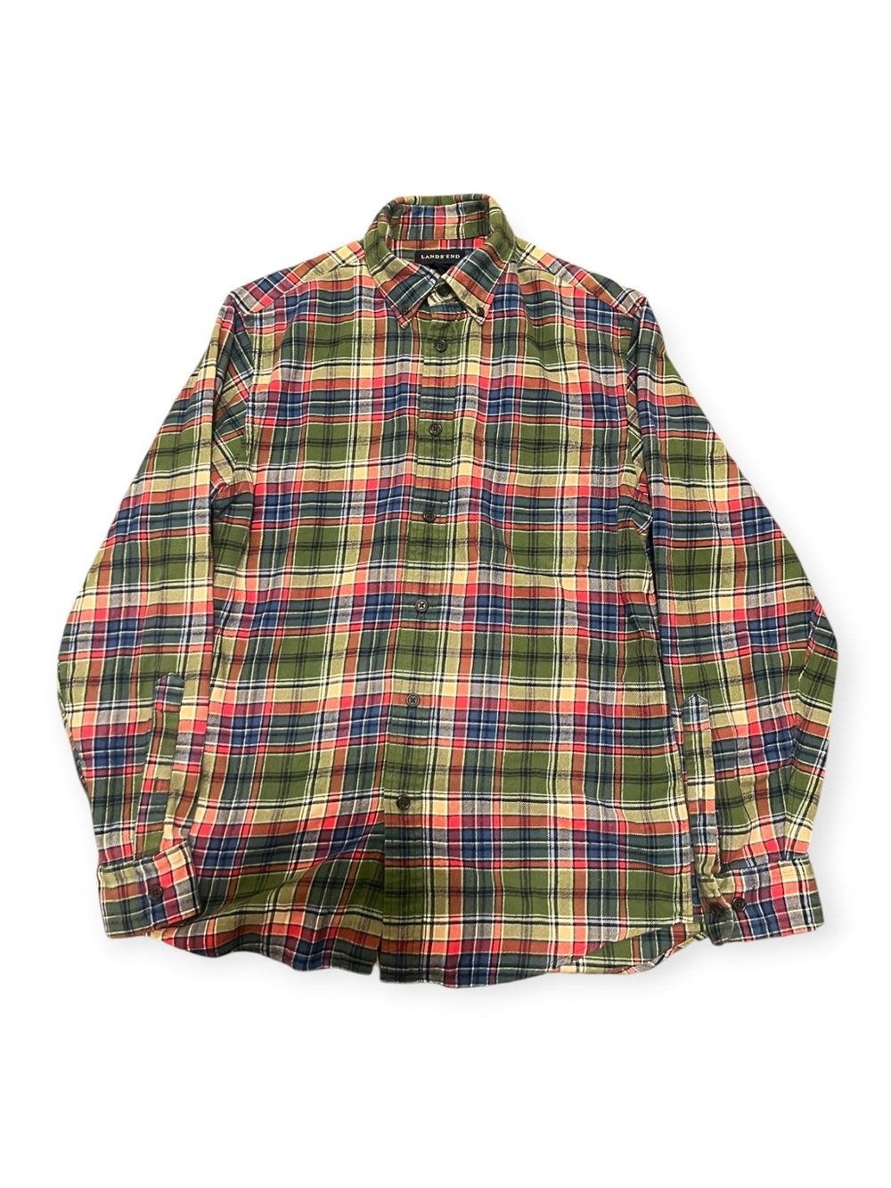 Lands' End 100% Cotton Plaid Flannel Shirt Small